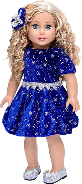 Midnight Blue Clothes for 18 inch American Girl Doll Holiday Dress Shoes Dreamworld Collections