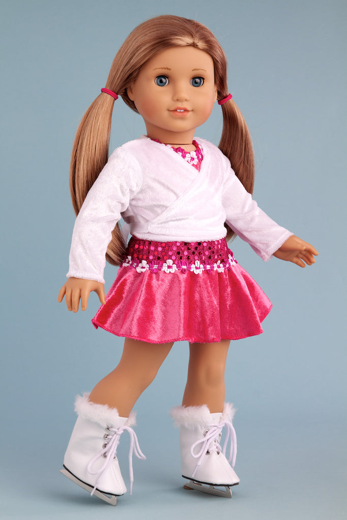 Ice Skating Girl - Clothes for 18 inch American Girl Doll - Leotard, Skirt,  Sweater, Skates – Dreamworld Collections
