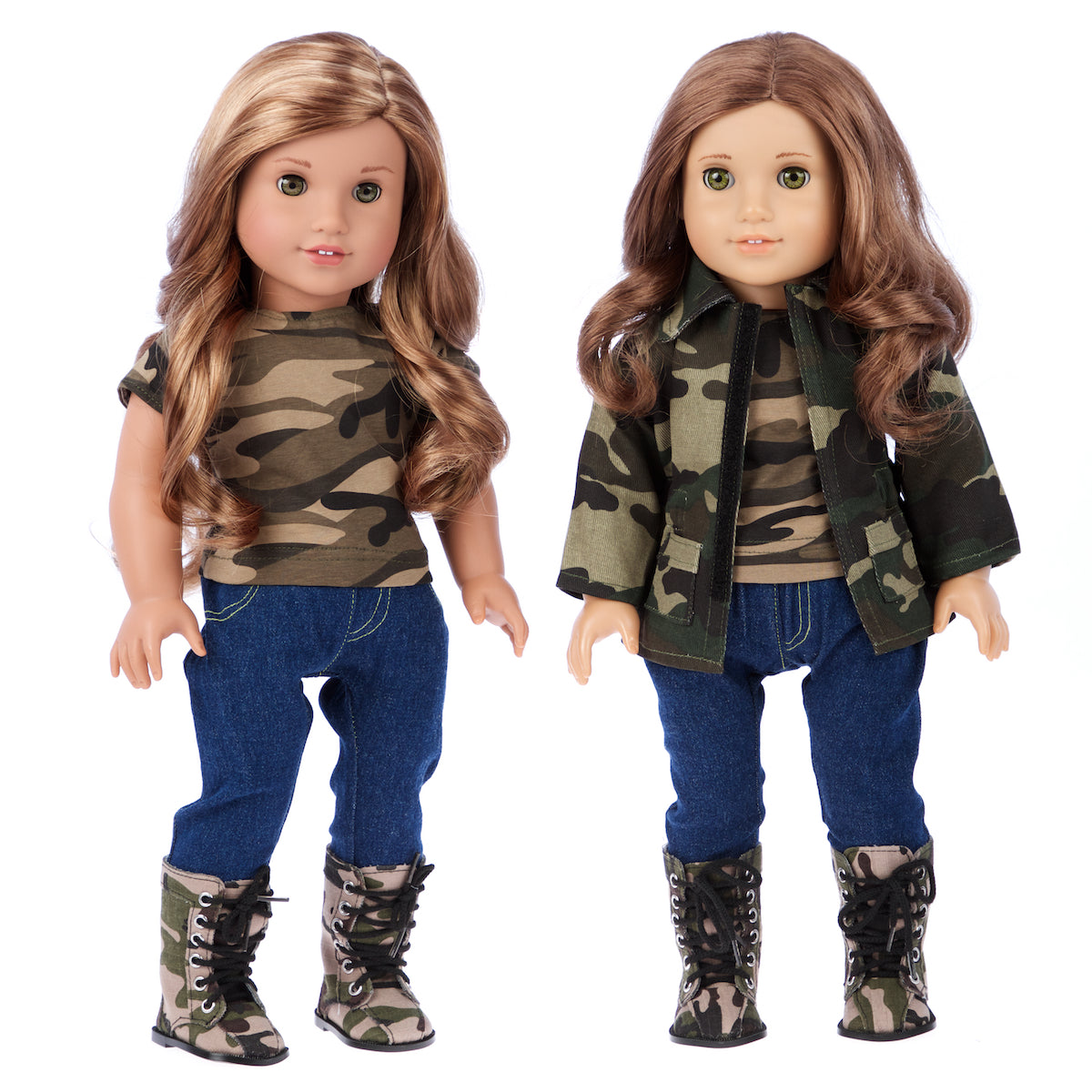 Military Style - 4 Piece Doll Outfit - Camouflage Jacket - 18 inch Doll ...